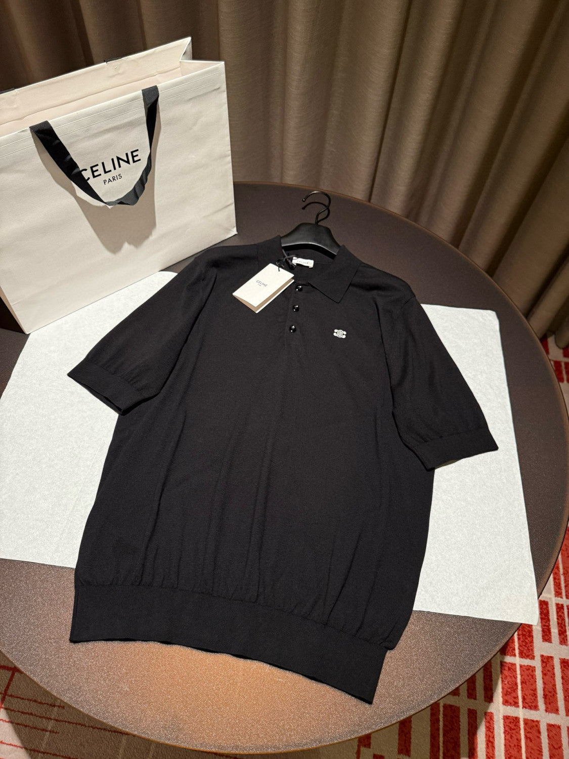 Celine  Men's and Women's Summer Fashion Casual Solid Color Collared Cotton Short-Sleeve Polo Shirt T-Shirt #78633