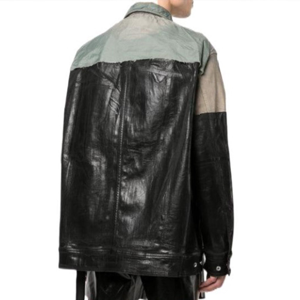 Rick Owens DRKSHDW Men's Spring And Fall Fashion Splicing Lapel Single-Breasted Long-Sleeved Denim Jacket Coat Ngvp #7945