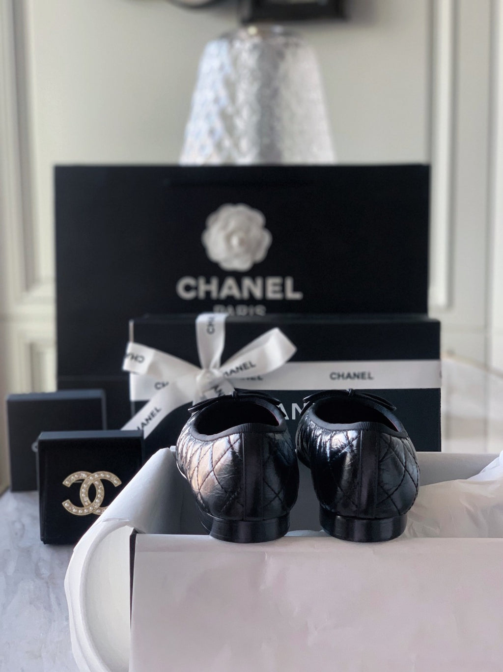 Chanel Women's Spring/Summer Solid Color Diamond Textured Leather Ballet Shoes #77665