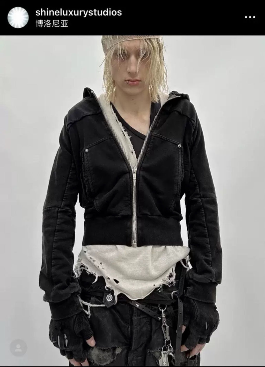 Shineluxury Studios Zipper Jacket Italian Terry Cotton Global Limited Fashion Trend High Street Short Hooded Sweatshirt Jacket Men's Fall And Winter Ngvp #2256