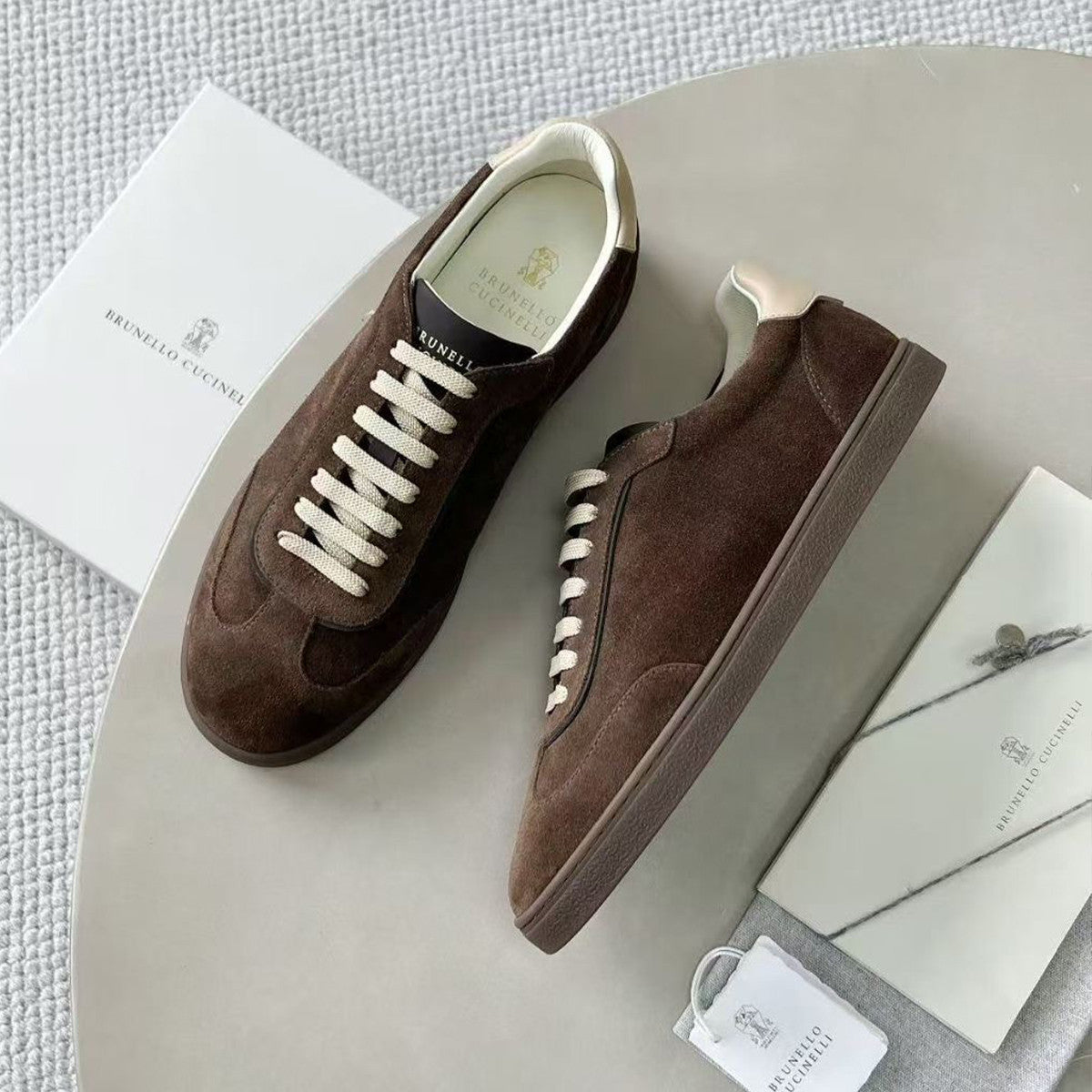 Brunello Cucinelli Men's Spring And Summer Washed Suede Rubber Sole Shoes Fashion Casual Solid Color Flat Sneakers Ngvp #1983
