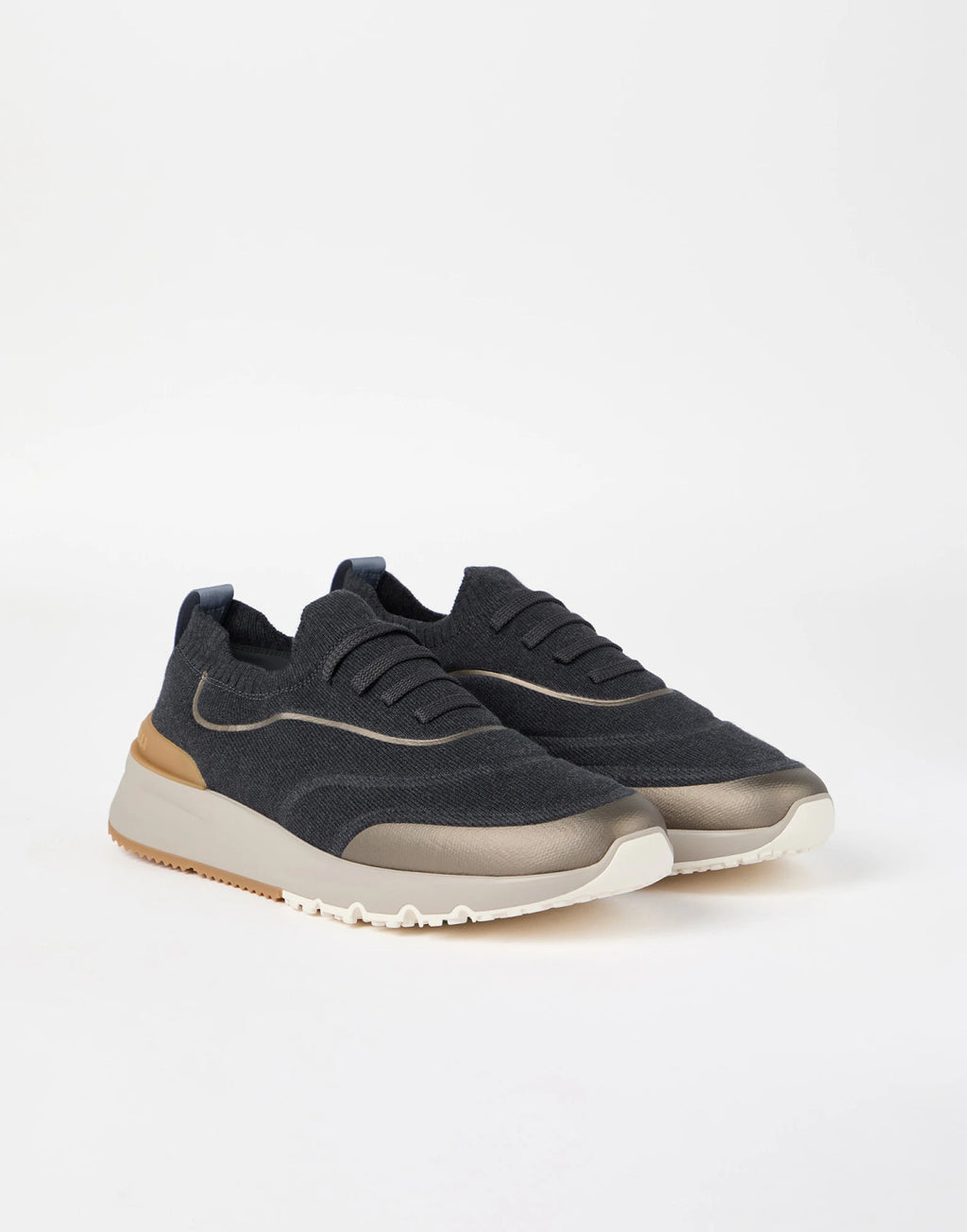Brunello Cucinelli Men's Four-Season Techno Cotton Knit Runners With Heat-Bonded Details Solid-Color Low-Top Thick-Sole Sneakers Casual Shoes Ngvp #2712
