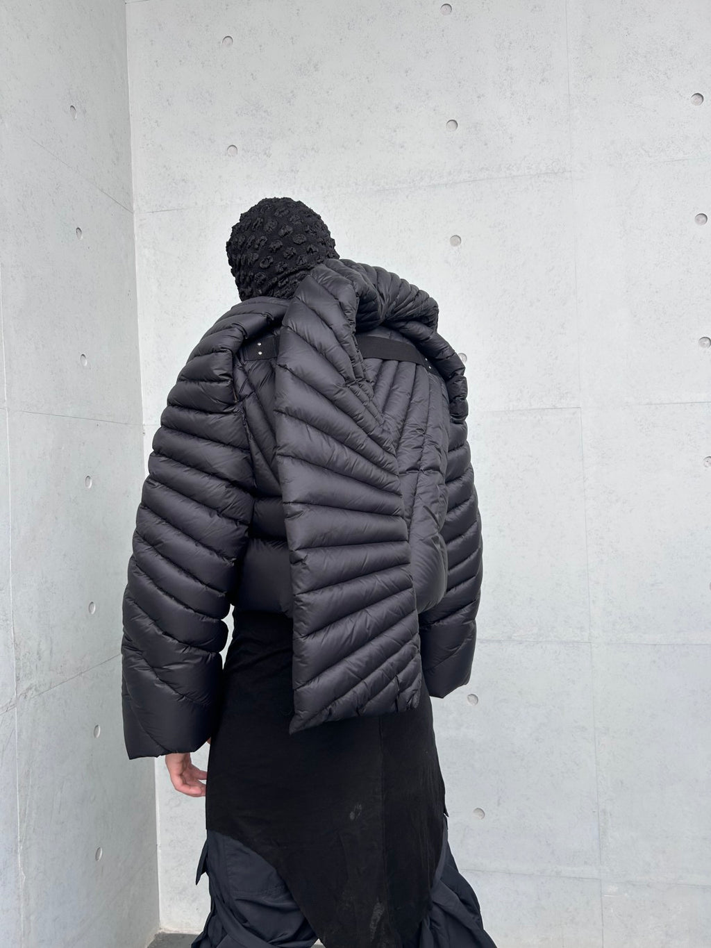 Moncler x Rick Owens Men Women Winter Solid Color Detachable Neck Collar Short Long Sleeve Puffer Down Jacket Black Fit Coat #8825