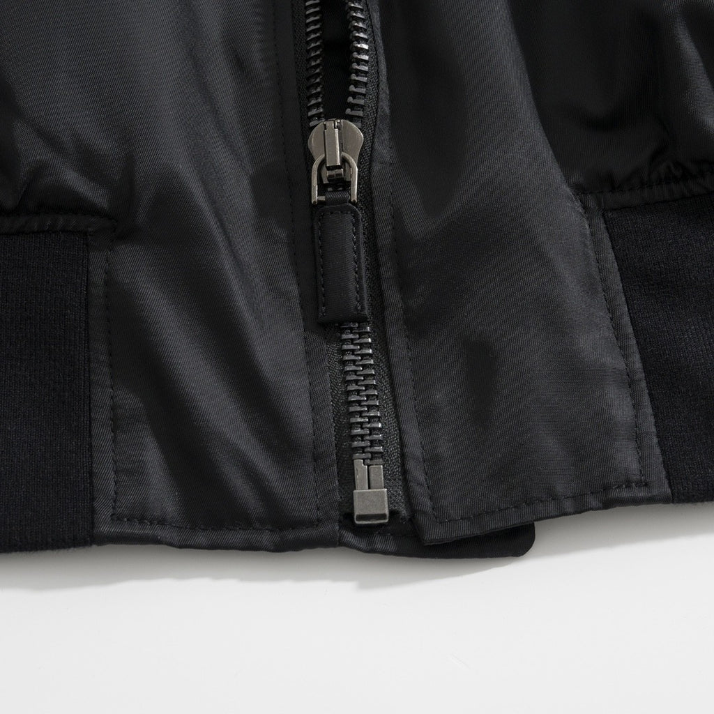 Prada Men's Spring And Fall Black Nylon Zipper Baseball Collar Aviator Jacket #72583