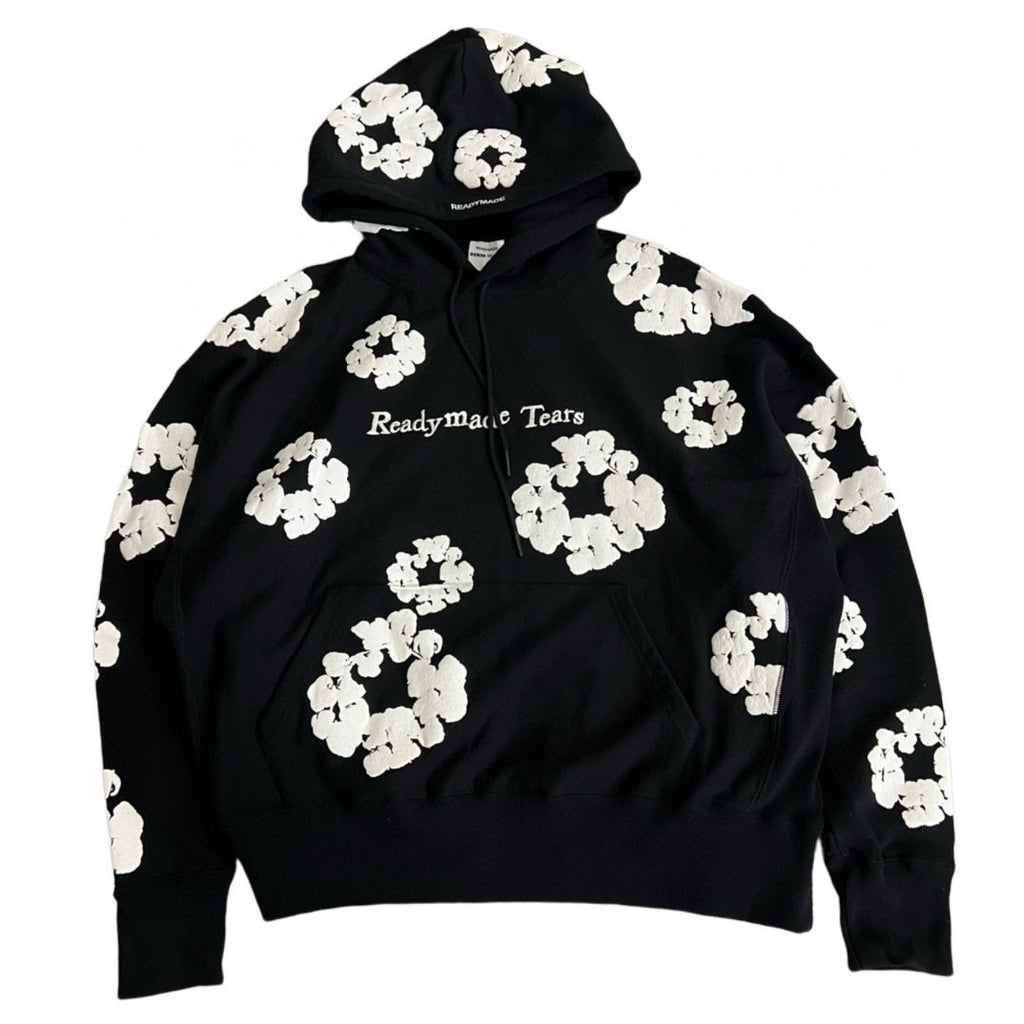 Denim Tears Men's And Women's Spring And Fall Black And White Snowflake Print Hooded Sweatshirt Pullovers #72538