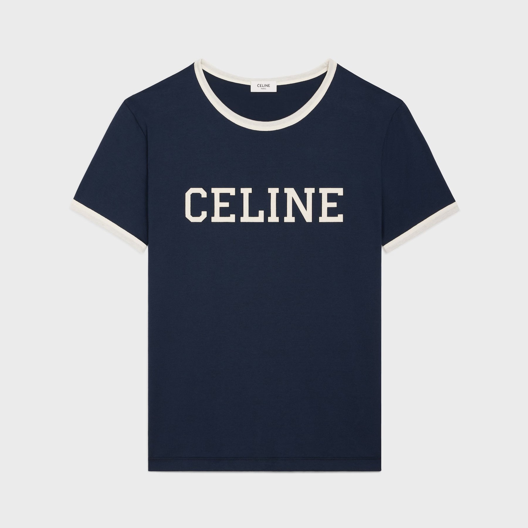 Celine Men's Logo Printed Summer Cotton Jersey Solid Color Round Neck Short Sleeve T-Shirt #76964