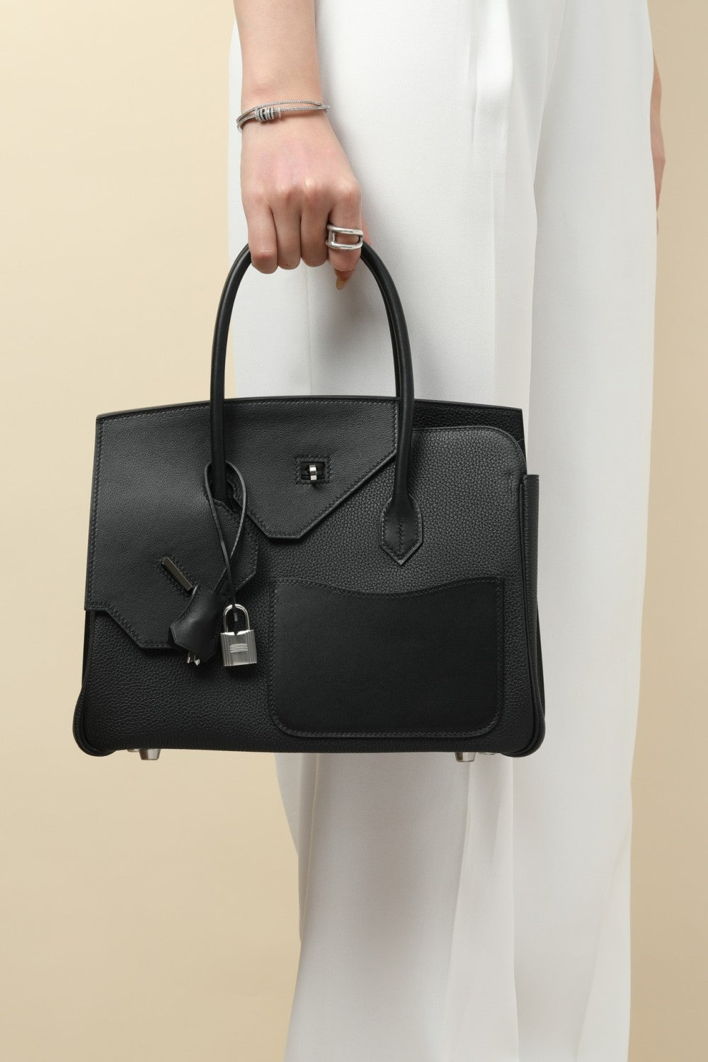 Hermes Limited Edition Birkin 30 Desordre Black And Silver Multicolor Luxury Fashion Handbag #81888A