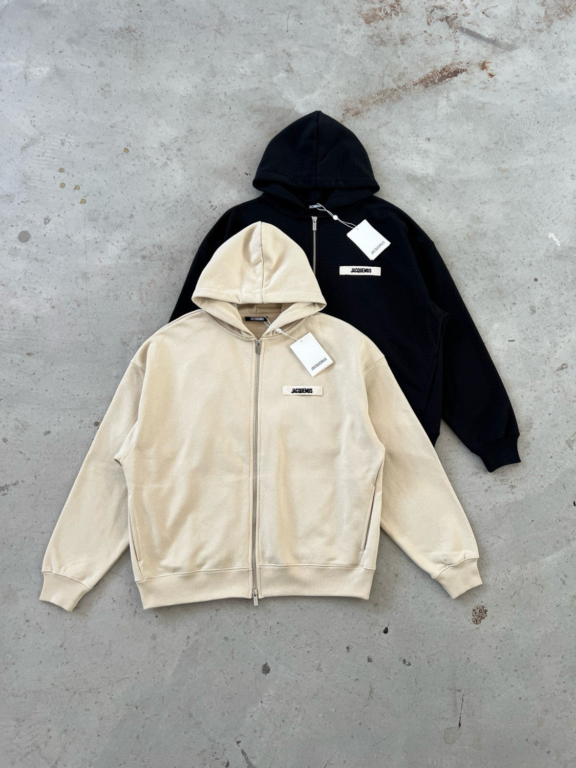 Jacquemus Men's And Women's Spring/fall Fashion Casual Solid Color Hooded Zipper Oversized Sweatshirt Jacket #79531