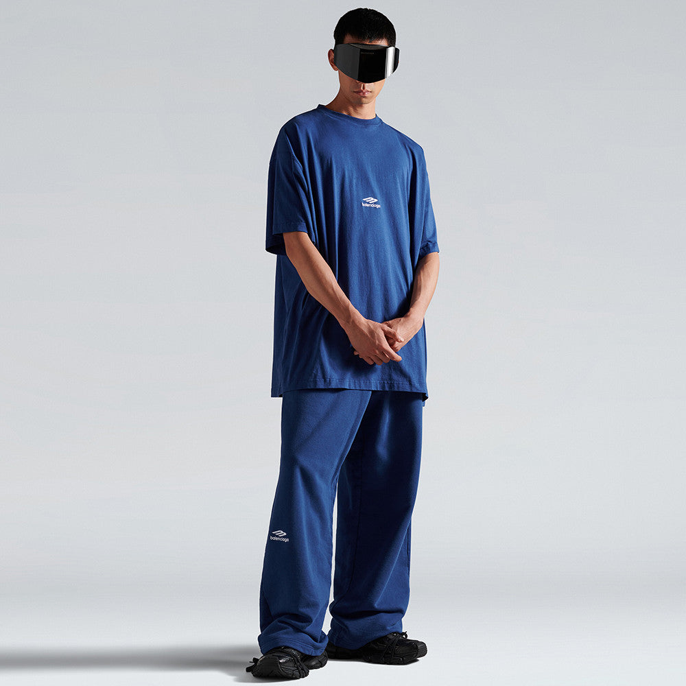 Balenciaga 3b Sports Icon Oversized T-shirt Light Marine Blue White #335833