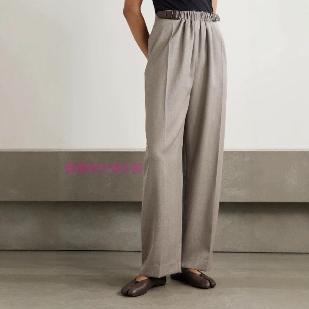 Loewe Belted Trousers in Wool Brown #334790