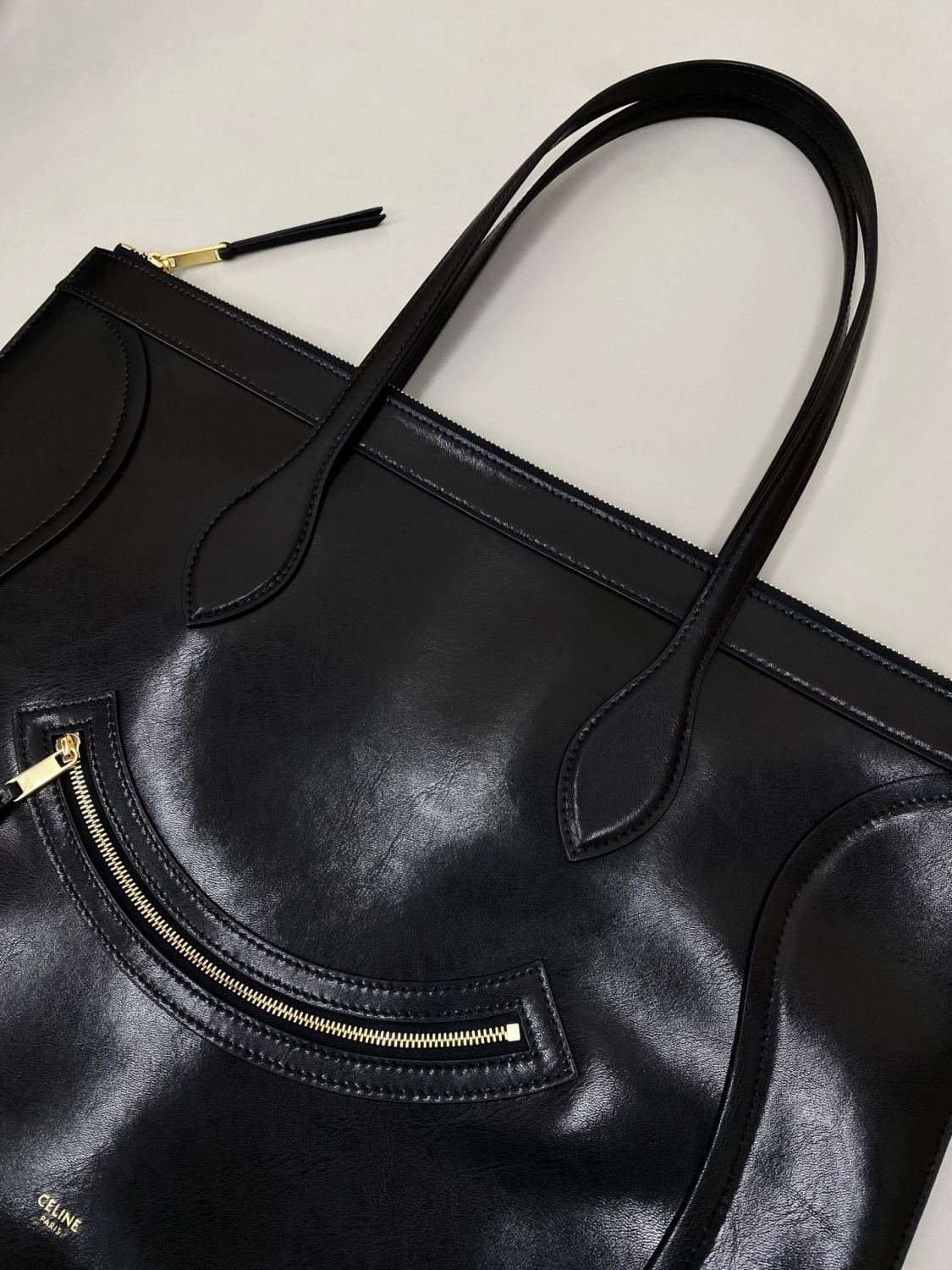 Celine Flat Cabas Smile Leather Bags Handbag Commuter Laptop Bag # 195374
