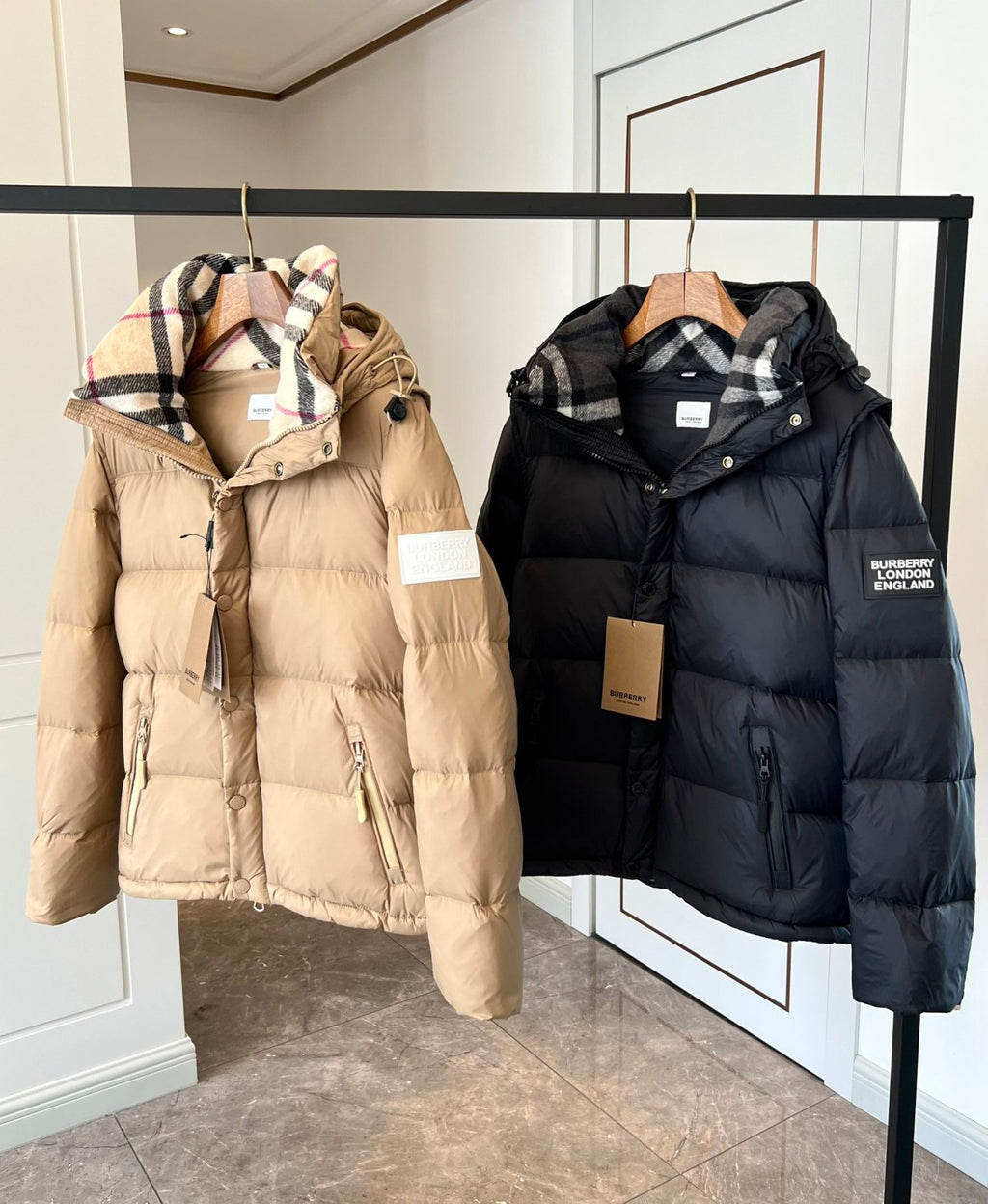 Burberry Men's Winter Solid Color Hooded Drawstring Single Breasted Detachable Long Sleeve Puffer Down Jacket #73451