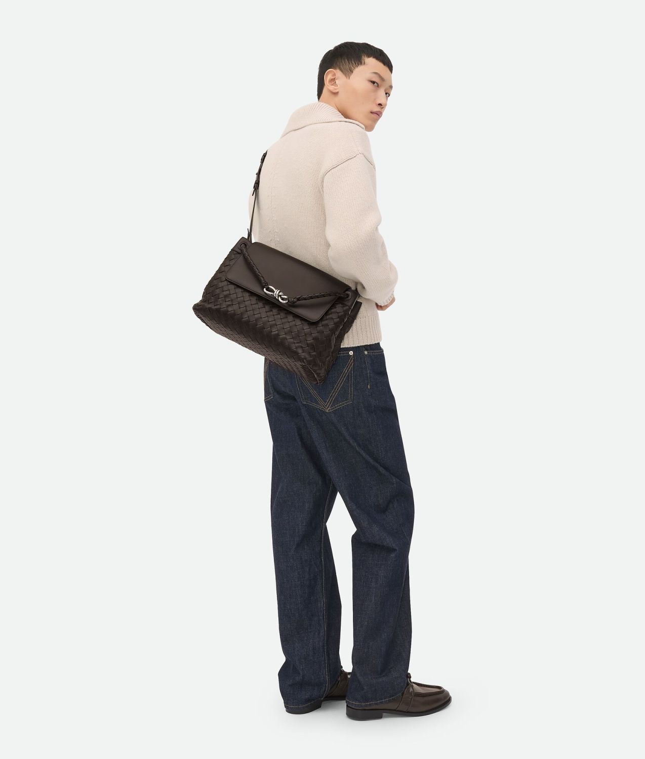 Bottega Veneta Men's Andiamo Backpack Solid Color Adjustable Removable Shoulder Strap Messenger Bag Casual Shoulder Crossbody Bag Bags #71886
