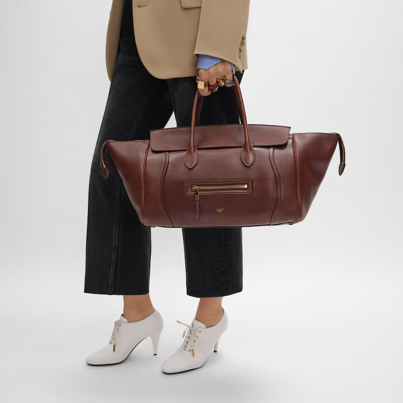 Celine Luggage Handbag Smile Zipper Large Tote Bag Shoulder Bag Crossbody Bag Stylish Elegant Casual Brown Black Tote Bag L100e3gw2.28bk #190751