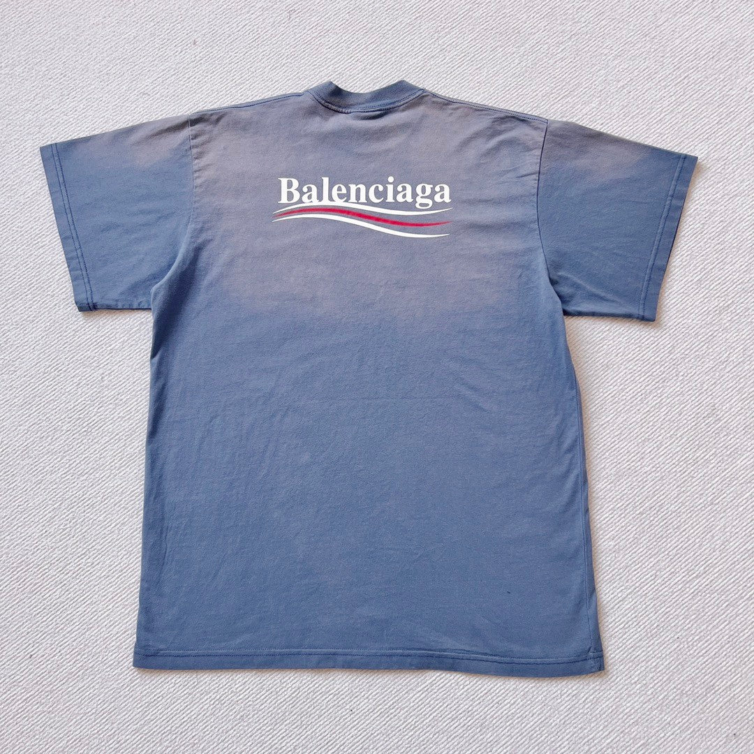 Balenciaga Men's Summer Solid Color Logo Printed Pattern Round Neck Regular Fit Short Sleeve T-Shirt #74487