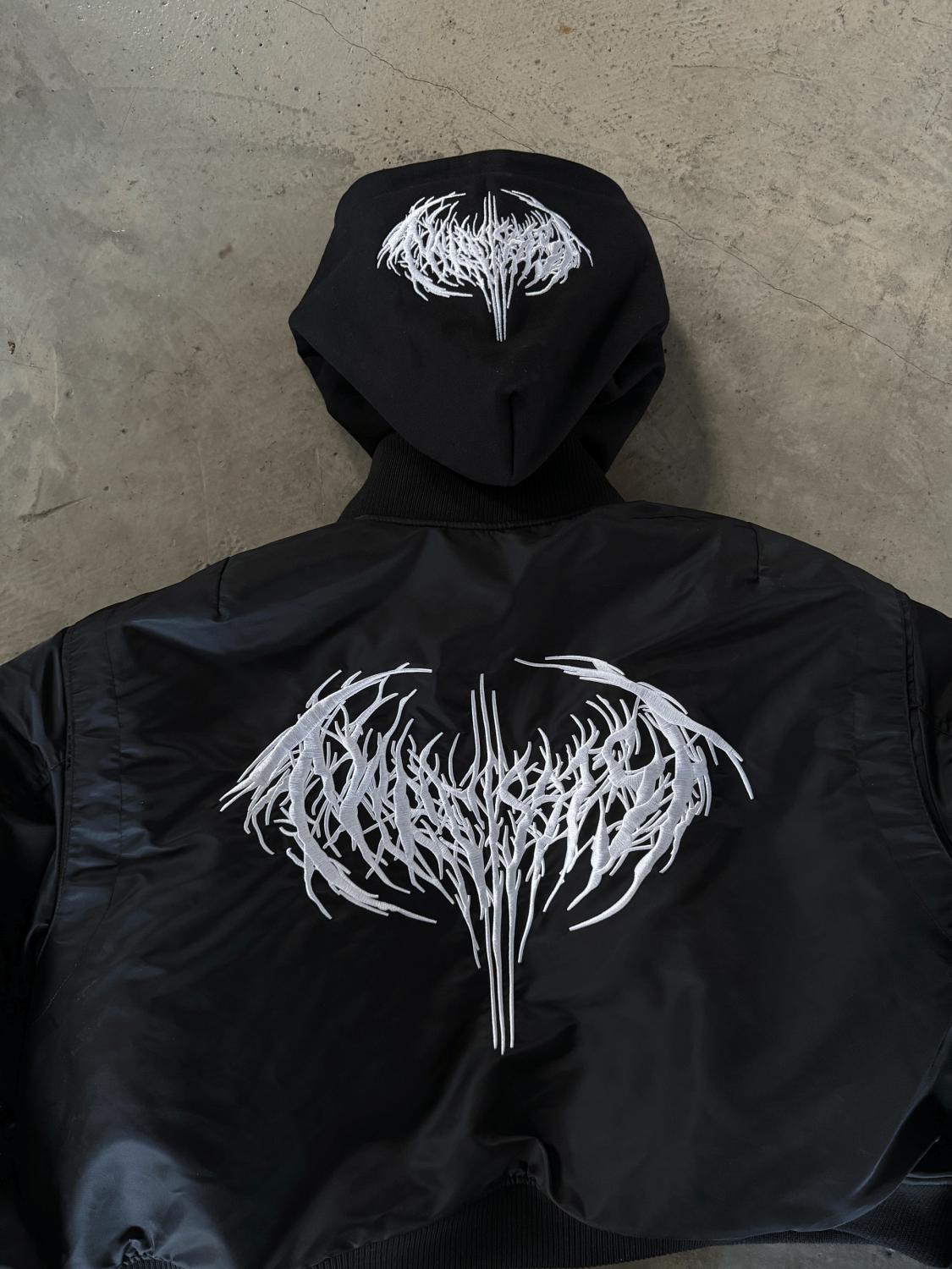 GRAILZ Playboi Carti Narcissist Cropped Bomber Jacket Men's Autumn And Winter Embroidered Logo Zipper Long Sleeve Solid Color Hooded Jacket Coat #71839