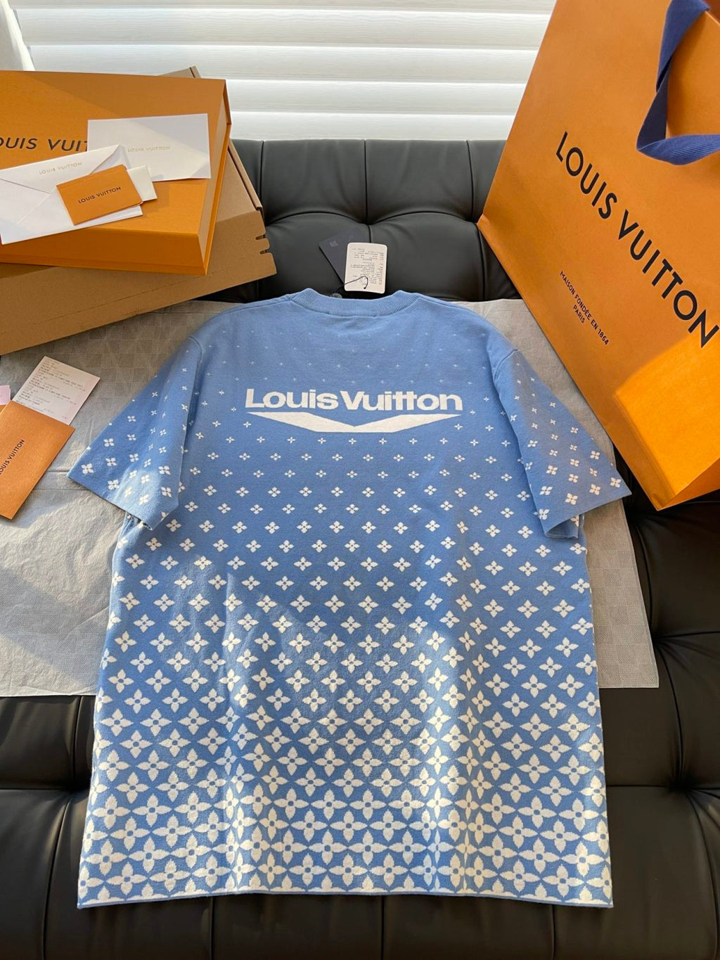 Louis Vuitton Men's Summer Cotton Knit Full Print Round Neck Pullover Solid Color Short Sleeved T-Shirt #71812