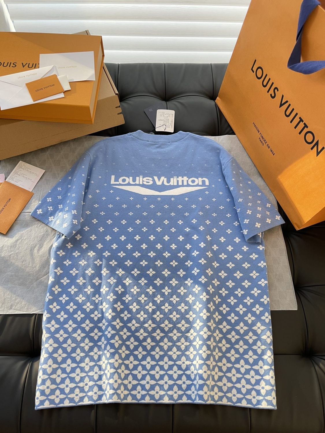 Louis Vuitton Men's Summer Cotton Knit Full Print Round Neck Pullover Solid Color Short Sleeved T-Shirt #71812
