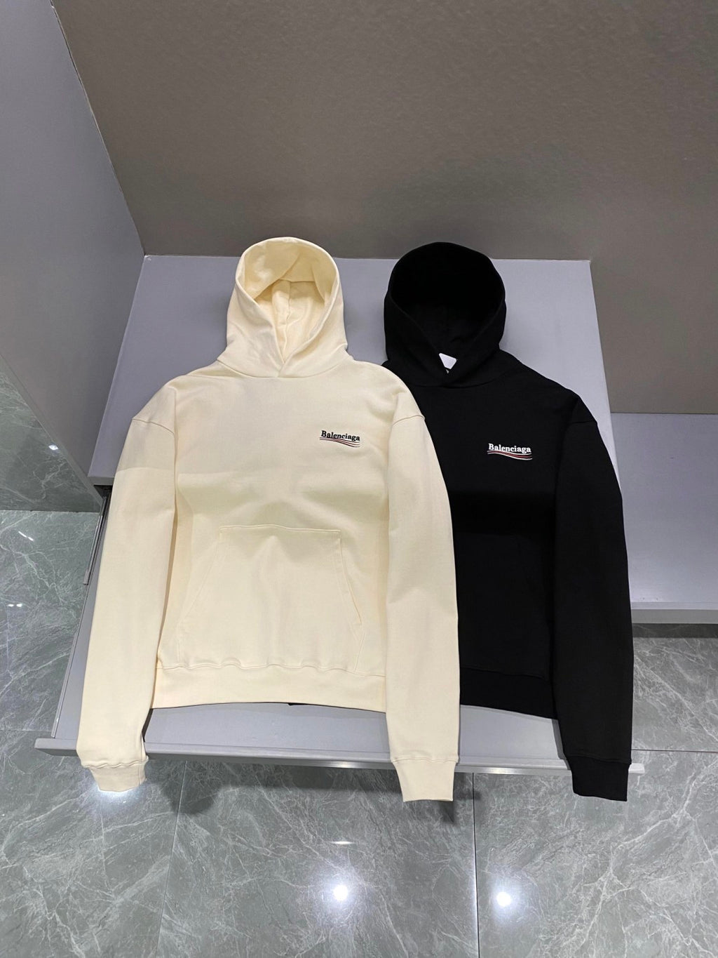Balenciaga Men's And Women's Spring And Fall Embroidered Letters Logo Solid Color Cotton Hooded Sweatshirt #73374