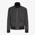 Fendi Men's Blouson FF Jacquard Fabric Winter Logo Printed Single Breasted Zip Jacket #97458