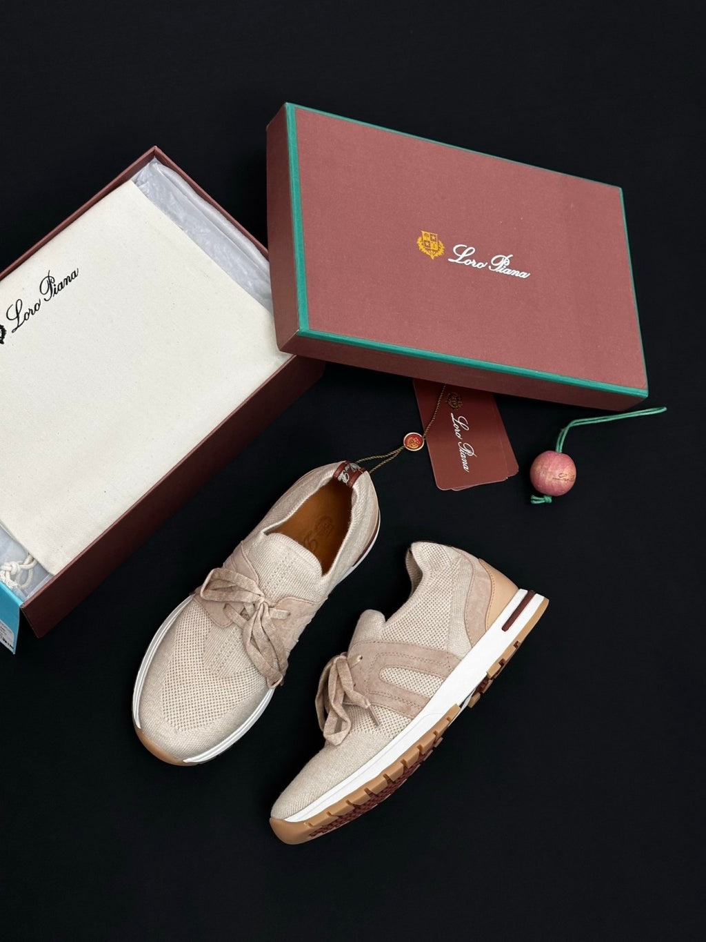 Loro Piana Lady Flexy Walk Sneaker Wish Wool Ancient Sandstone Low Top #383060