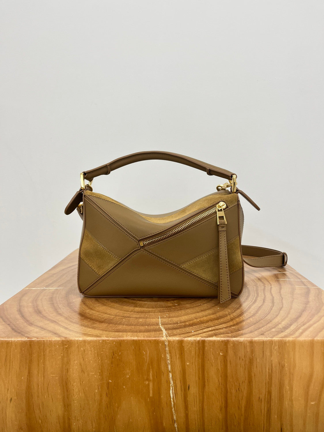 LOEWE Small Puzzle bag in classic calfskin suede Brown #335950