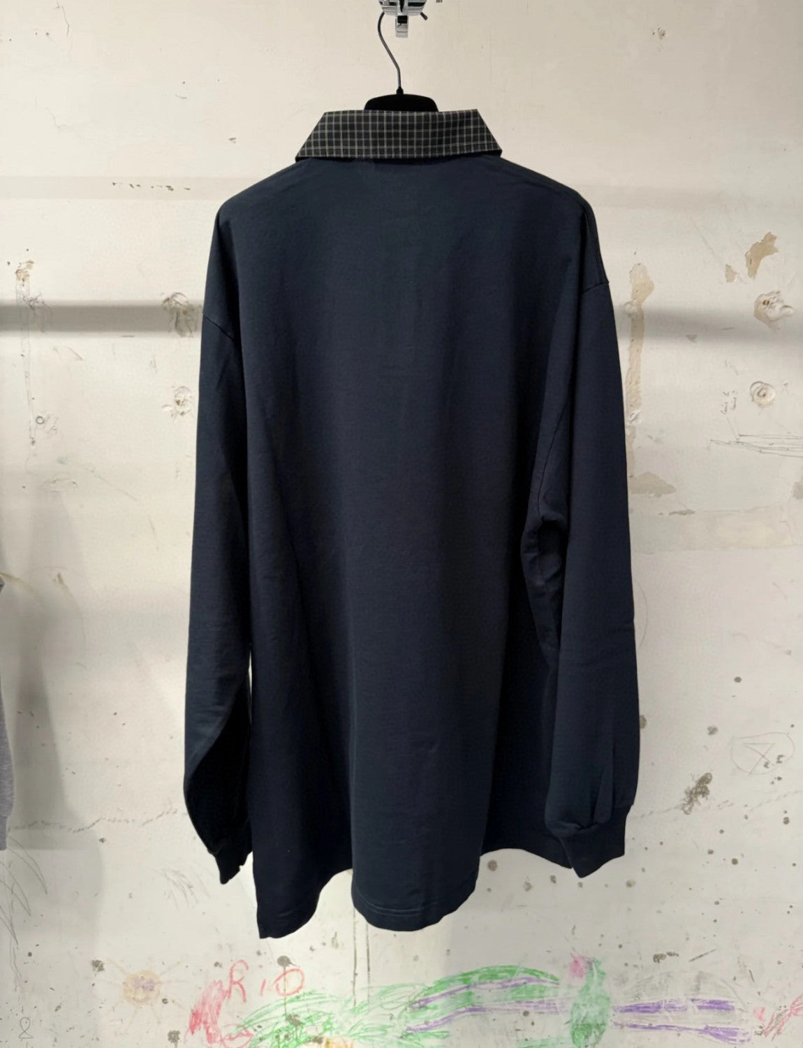 Balenciaga Men's Spring/Summer Solid Color Plaid Polo Neck Long Sleeve T-Shirt #75897