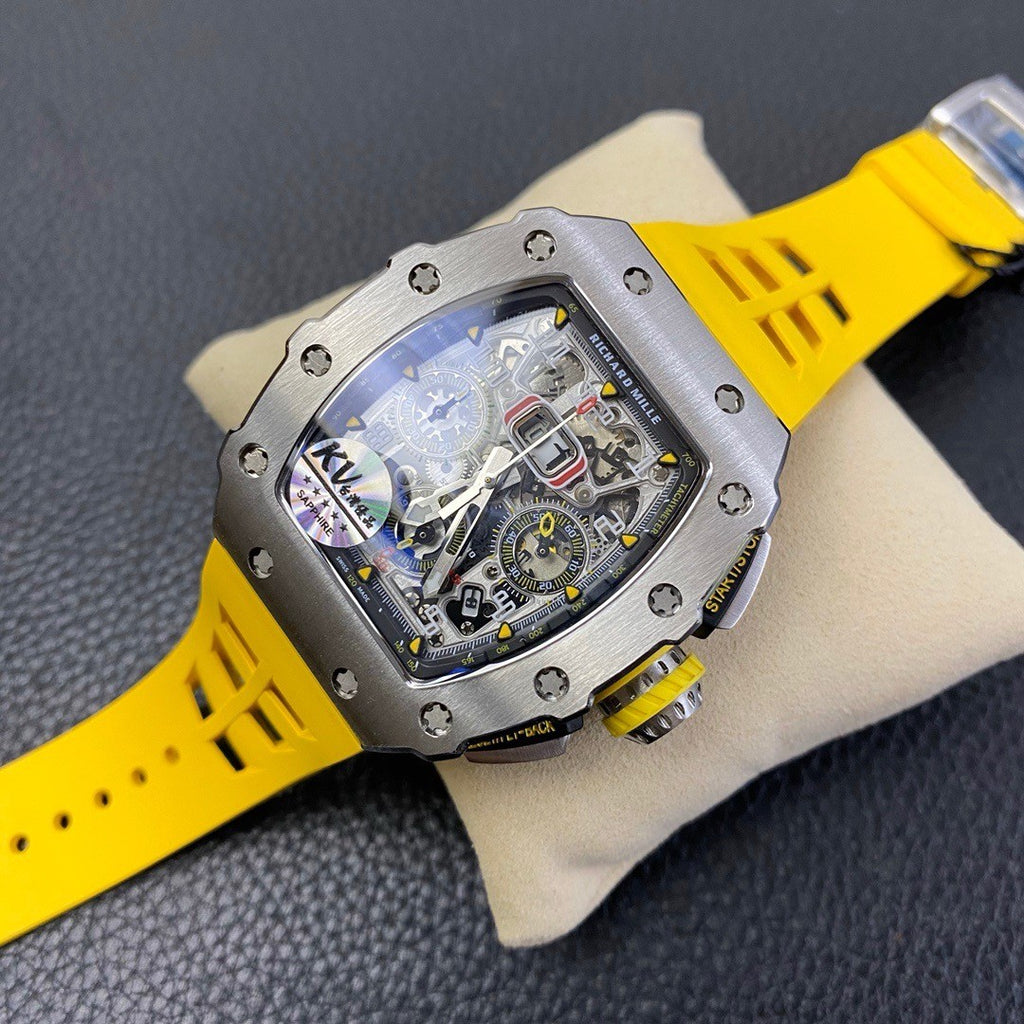 Richard Mille Men's Silicone Strap Skeleton Automatic Mechanical Watch #97797