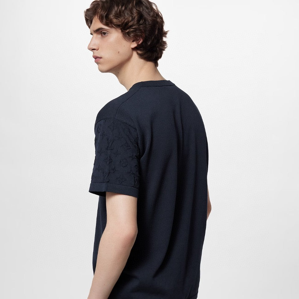 Louis Vuitton Men's Summer Solid Color Letter Printed Sleeve Cotton Round Neck Short Sleeve T-Shirt #76252