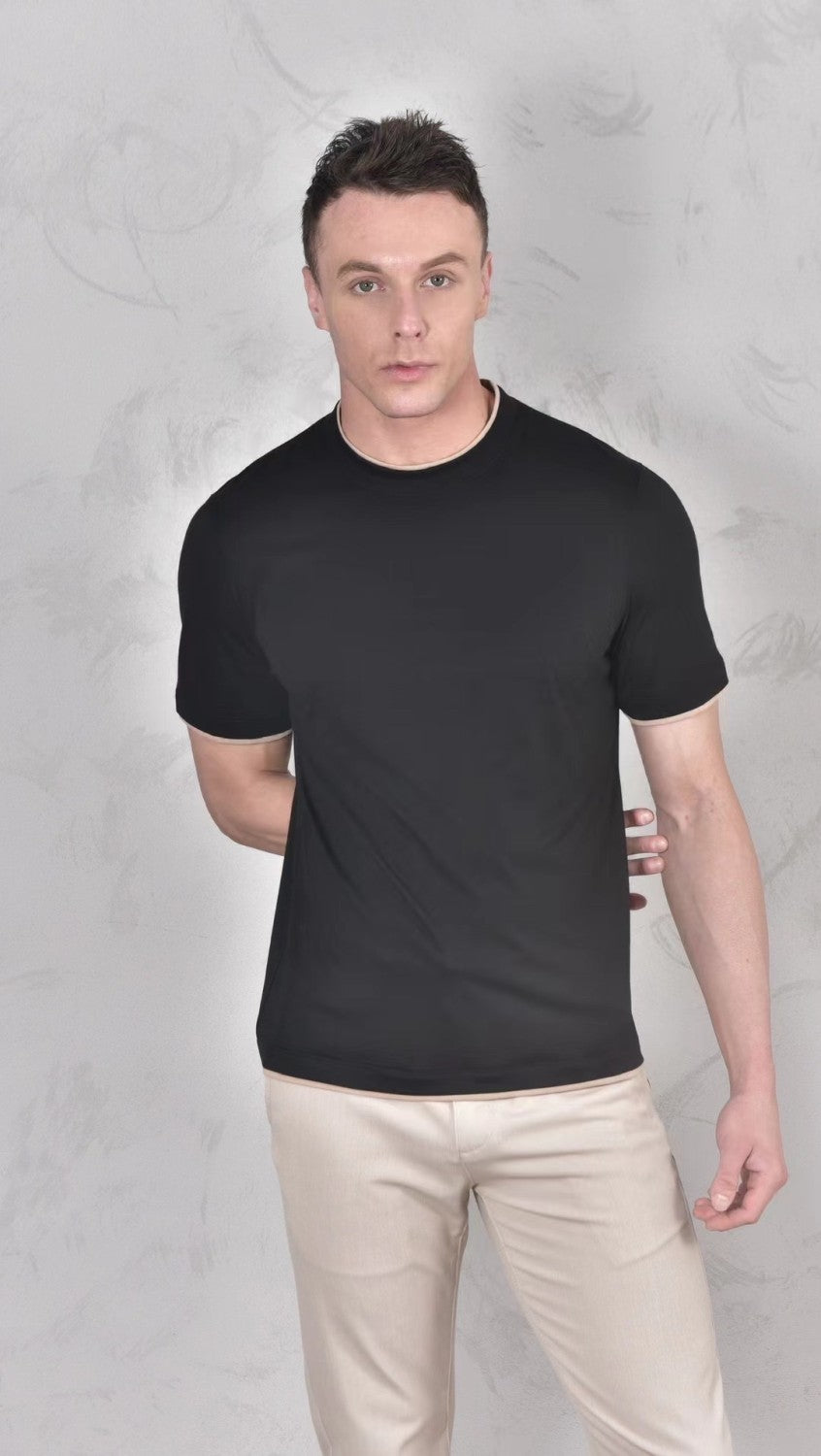 Brunello Cucinelli Men's Spring And Summer Fashion Trend Color Blocking Classic Short-sleeved Comfortable Positive Shoulder Round Neck T-shirt Tops #99379