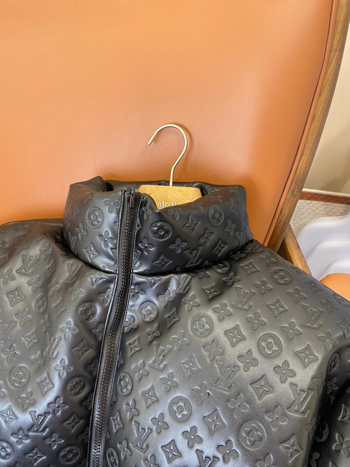 Louis Vuitton Patchwork Leather Puffer Down Jacket #96684