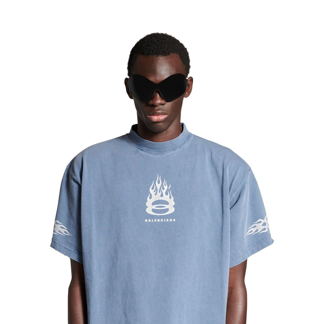 Balenciaga Men's Summer Burning Unity Light Vintage Plain Knit Large Silhouette Short Sleeve T-Shirt #99488