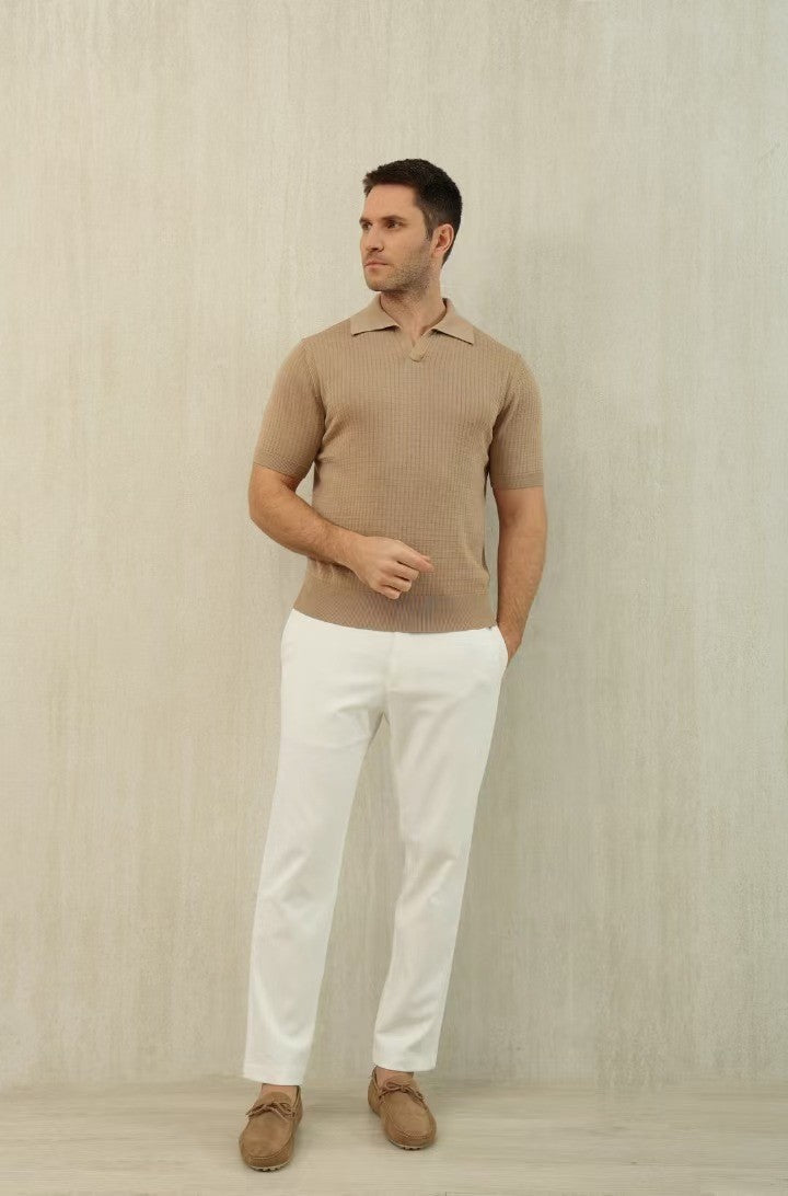 Loro Piana Men's Summer Refreshing Thin Knitted Lapel Short-sleeved Top Multicoloured Fashion Comfortable Temperament T-shirt Ngvp #9956