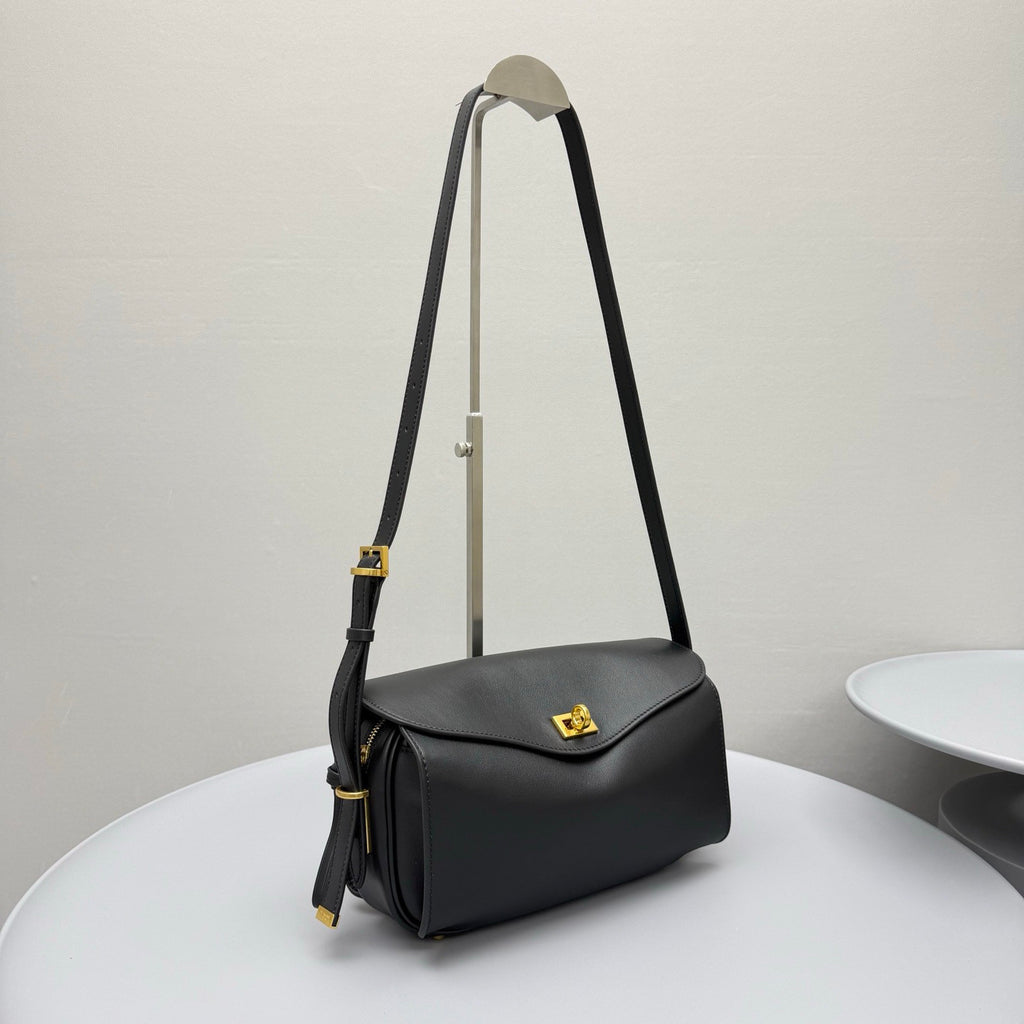 Balenciaga Le 7 Medium-sized 26 Summer New Arrival Suede-panel Yellow Crossbody Bag Fashionable High-street Trend Flap Bags #84159A