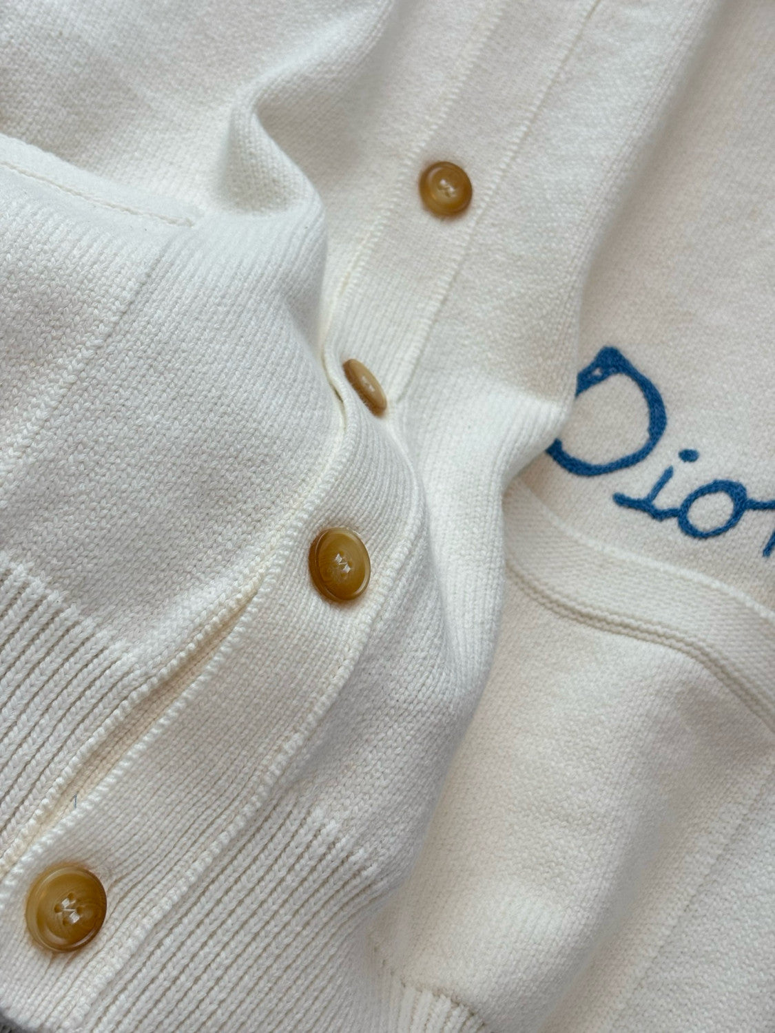 DIOR AND HYLTON NEL Men's And Women's Spring And Autumn Solid Color Letters Printed V-neck Knitted Single Breasted Long Sleeved Cardigan Jacket #76493