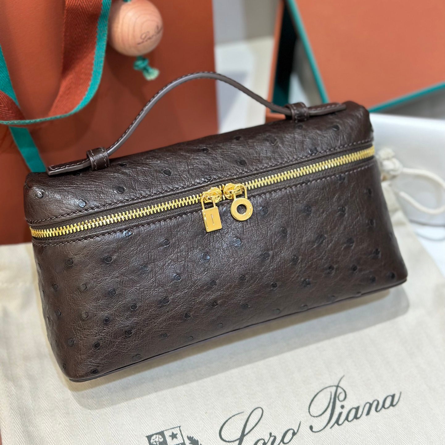Loro Piana Extra pocket L19 Extra Pocket Women's Solid Color Double Zipper Closure Calfskin Shoulder Bag Bags #75346