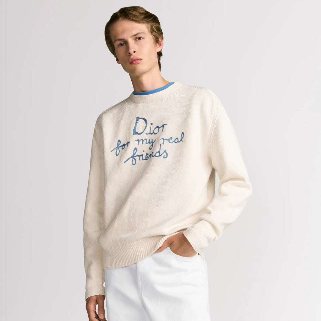 Dior Men's And Women's Spring And Autumn Solid Color Letter Print Round Neck Knit Long Sleeve Sweater #76494