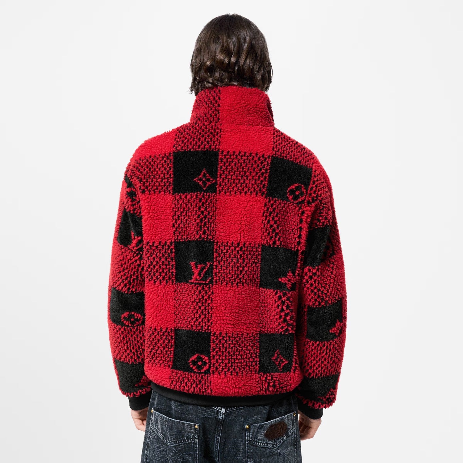 Louis Vuitton Men's Fall And Winter Plaid Lapel Zipper Fitted Damier Suede Drawstring Long Sleeve Waist Jacket #71538
