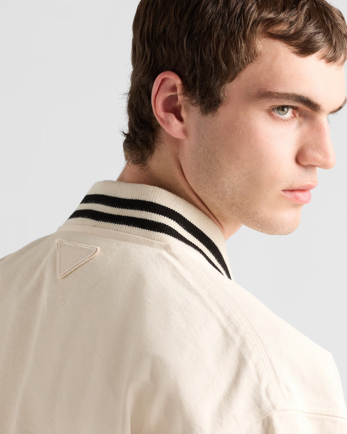 Prada Men's Spring And Autumn Monogrammed Striped Single Breasted Solid Color Long Sleeve Aviator Jacket Ngvp #9272