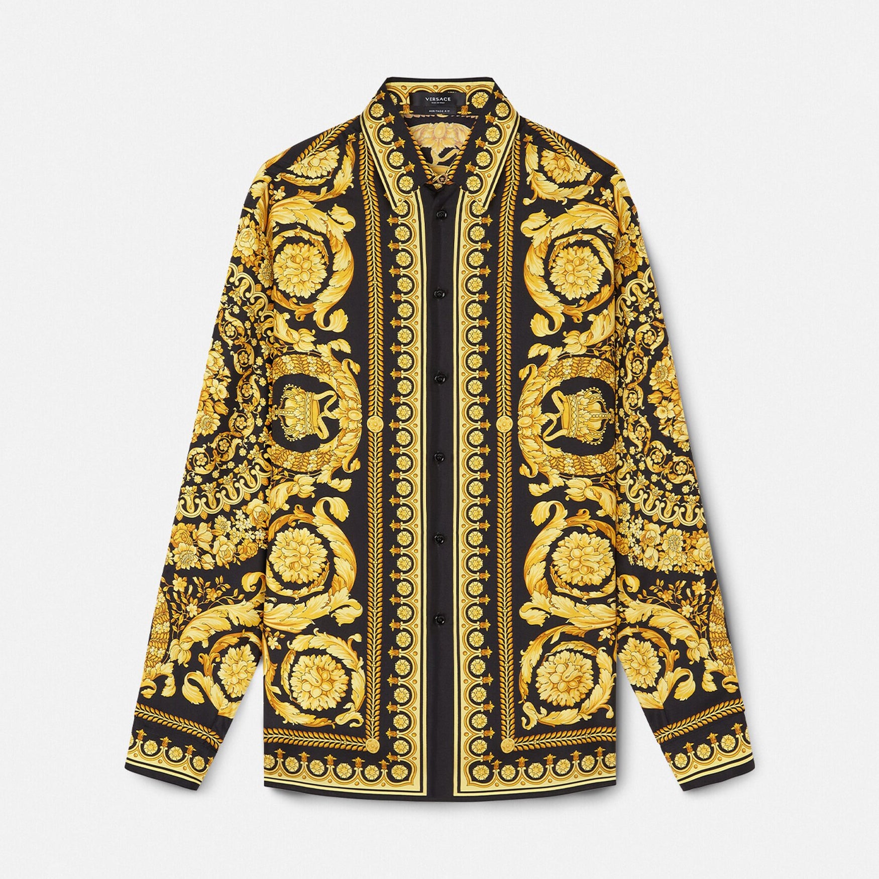 Versace Men's Spring and Autumn Barocco Printed Silk Shirt Fashion Casual Lapel Single Breasted Long Sleeve Tops #74977