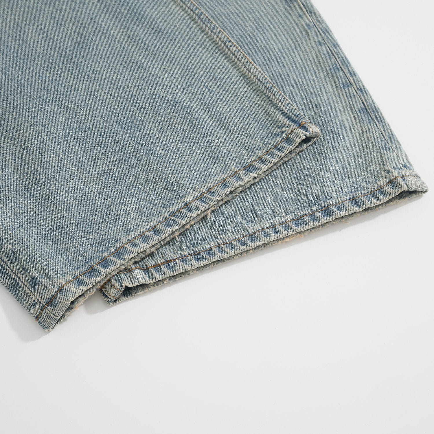 Men's Four Seasons Do Old Low Waist Zipper Closure Solid Color Cotton Loose Denim Jeans Autonomous Label-Free Casual Pants Ngvp #9922