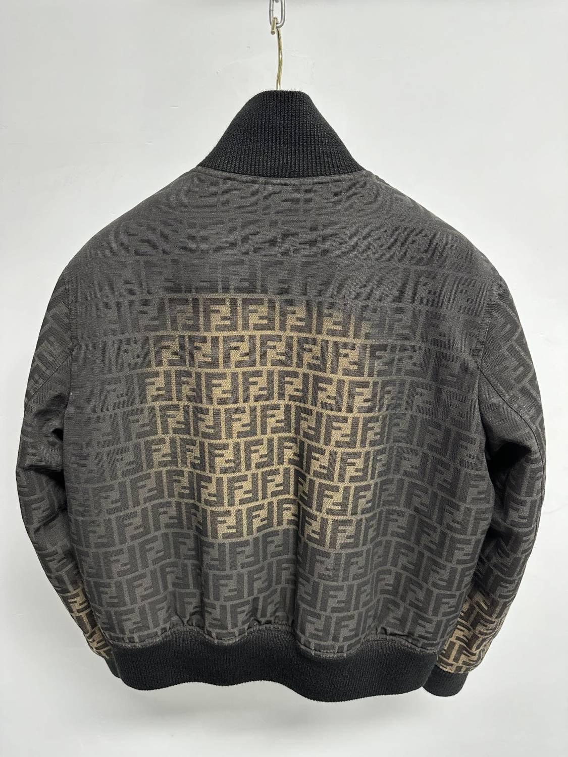 Fendi  Men's Tight Jacket Canvas Ff Eclissi Jacket Vintage Gradient Aged Fashion Casual Jacket #71554