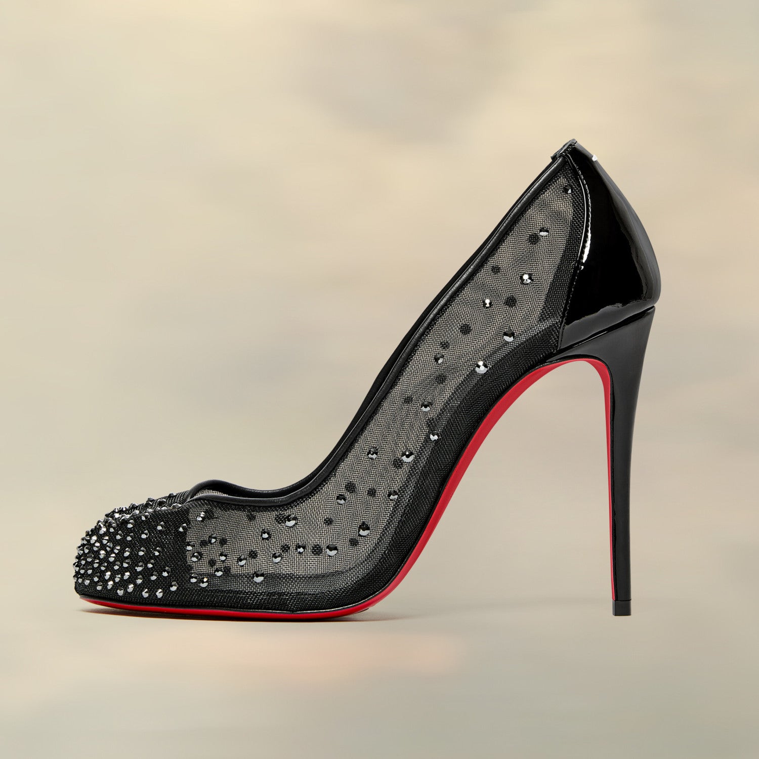 Christian Louboutin X Maison Margiela Women's Bridiela Una Strass High Heels Spring Summer Autumn Round Toe Calfskin Pure Color Split Toe Fine Heel 10cm High Heeled Single Shoes Ngvp #1546