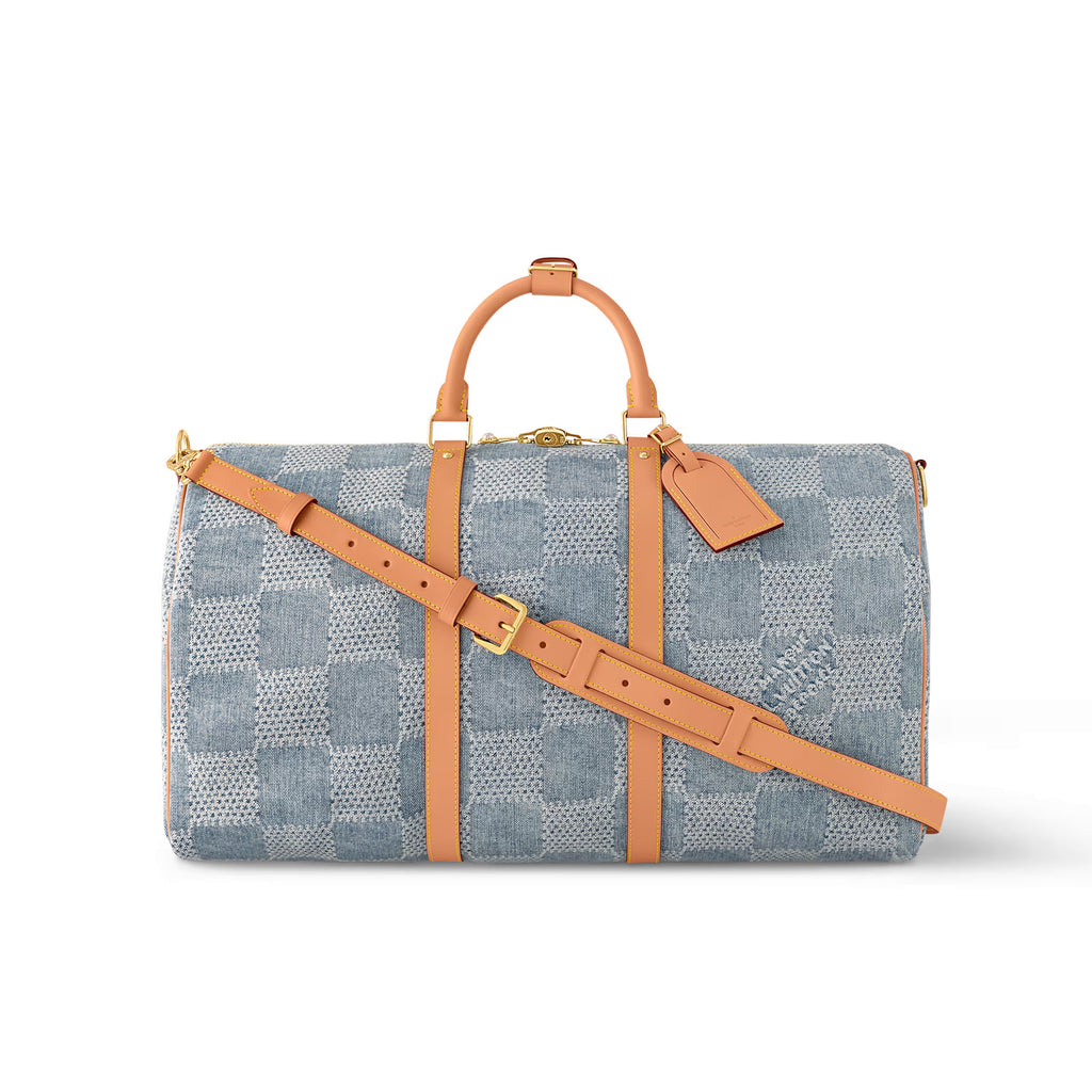 Louis Vuitton Keepall Bandoulière 50 Men's and Women's Detachable Adjustable Shoulder Strap Zipper Closure Denim Step Shoulder Tote Travel Bag Bags #75562