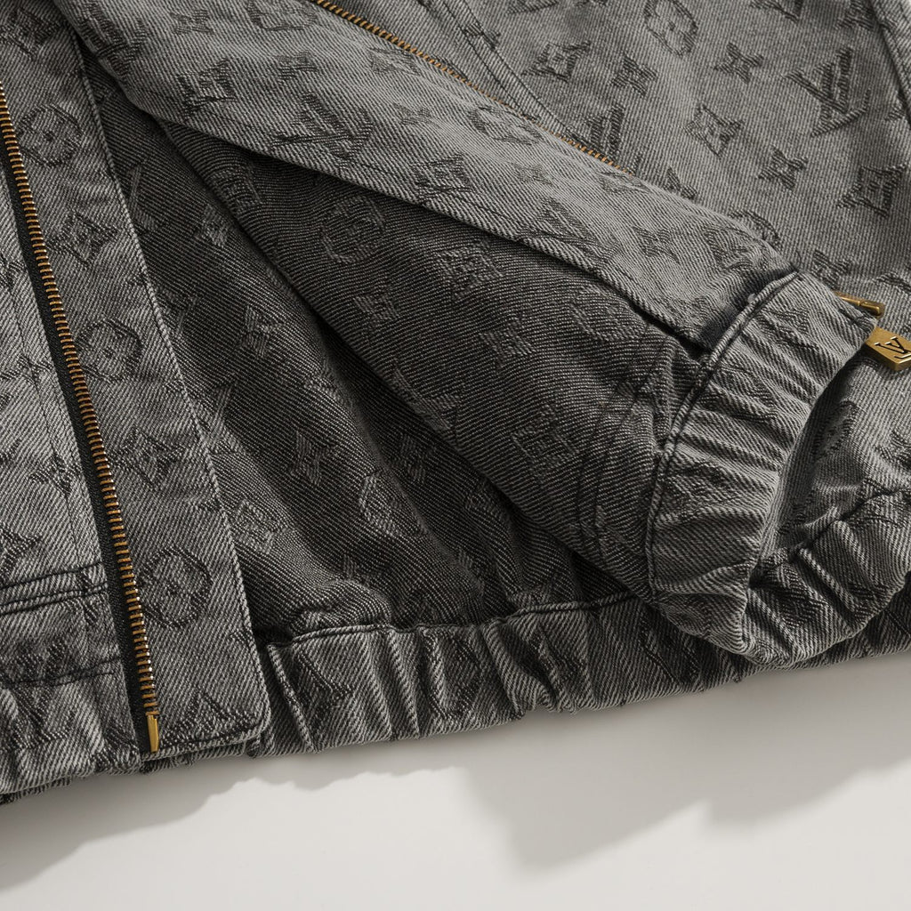 Louis Vuitton Men's And Women's Spring/autumn Fashion Casual Classic Printed Hooded Zipper Denim Jacket #78417