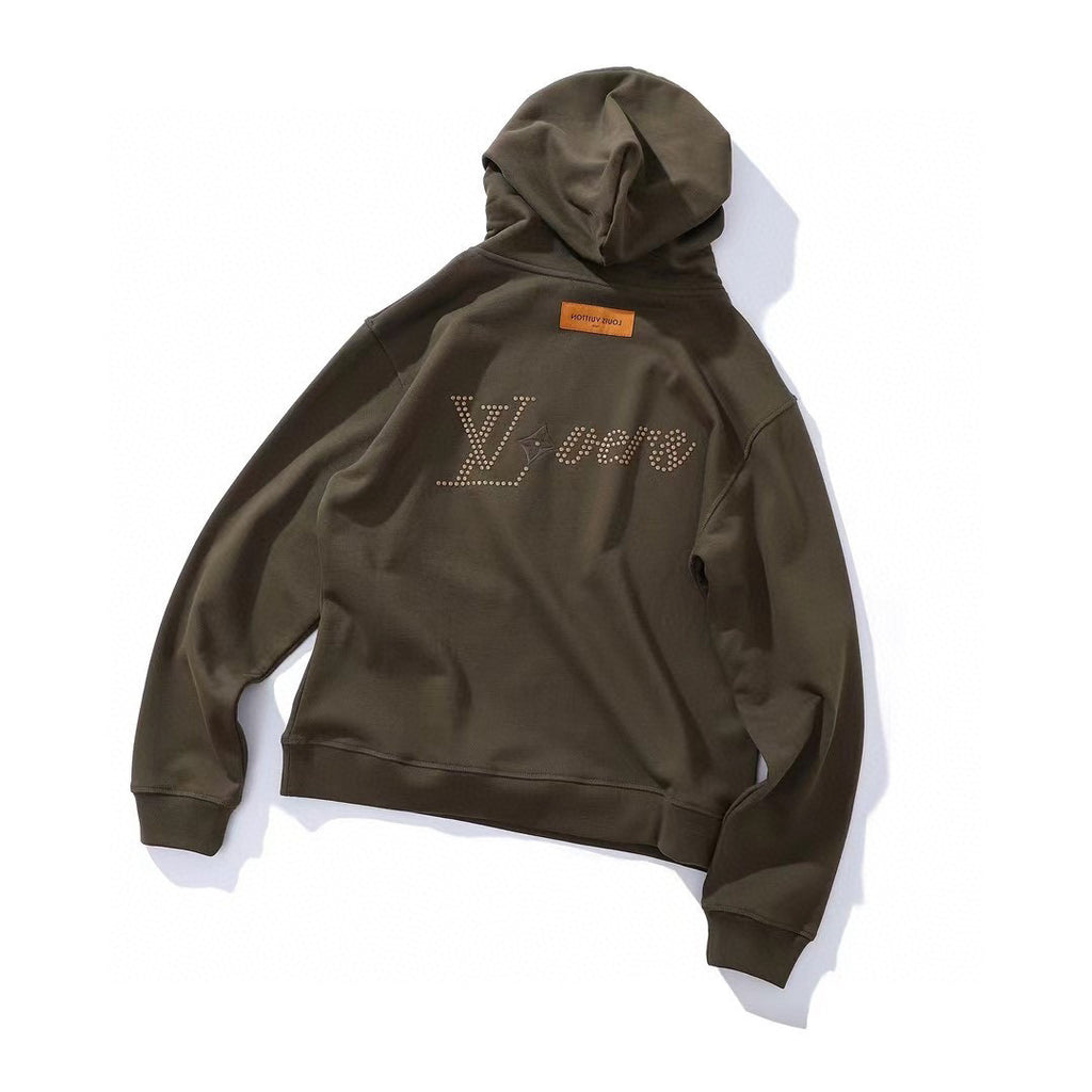 Louis Vuitton Men's Autumn Solid Color Loose Hooded Sweatshirt Pullover #97254