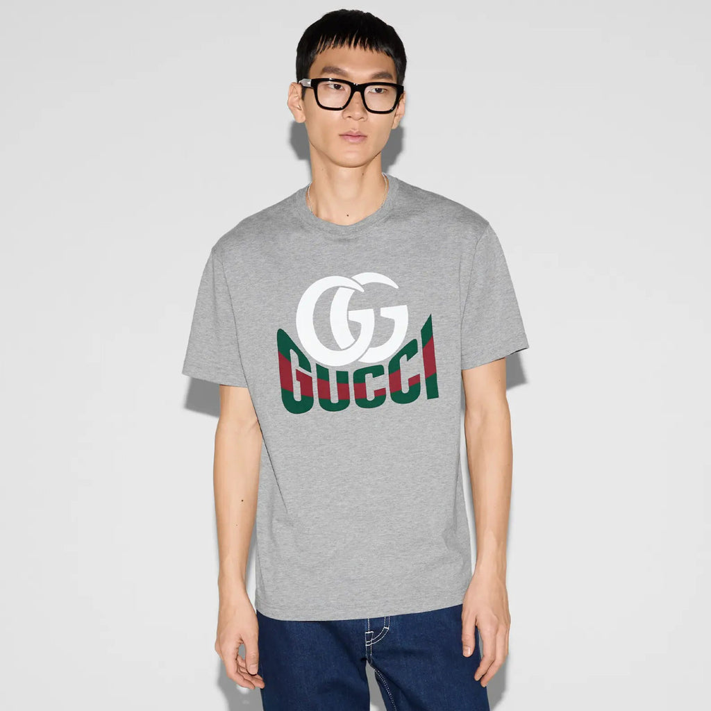 Gucci Men's Summer Monogram Printed Round Neck Cotton Short Sleeve T-Shirt #76681