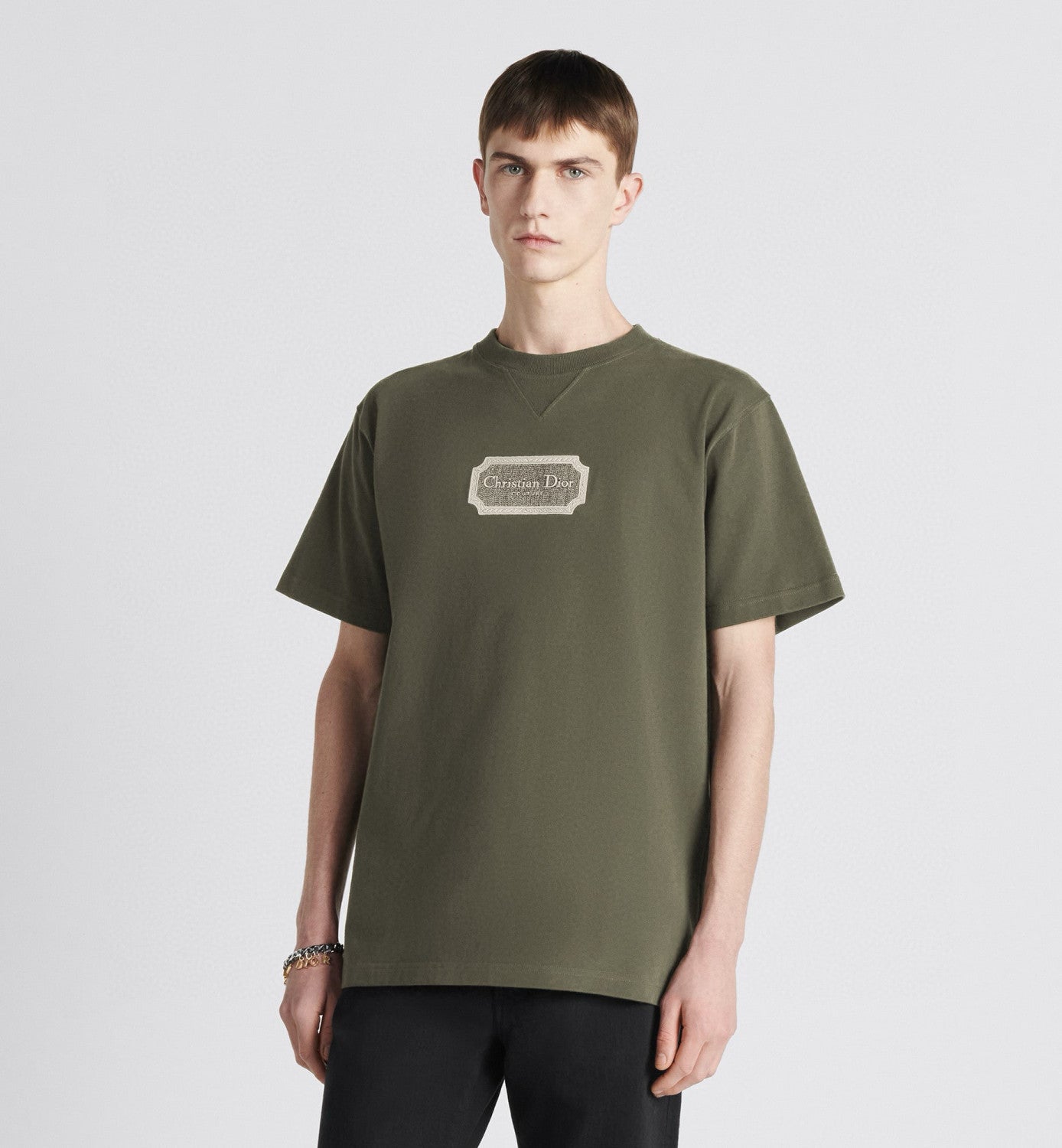 Dior Men's Summer Embroidered Logo Solid Colour Round Neck Cotton Short Sleeve T-Shirt #97793