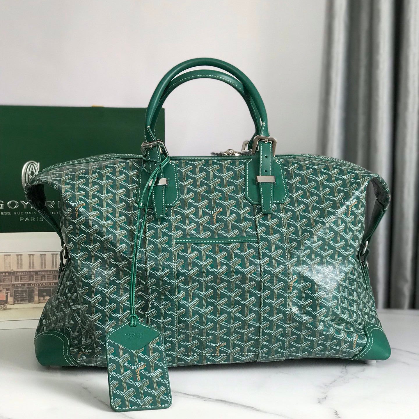 GOYARD Men's And Women's Old Flower Full Print Canvas Collocation Cowhide Shoulder Cross Handbag Travel Bag Bags #75471