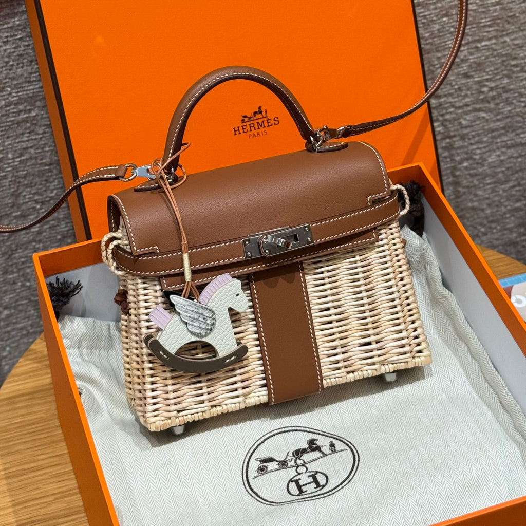 Hermes Women's Classic Fashion Silver Buckle Leather Wicker Handbag Crossbody Bag Shoulder Bag Bags #78424